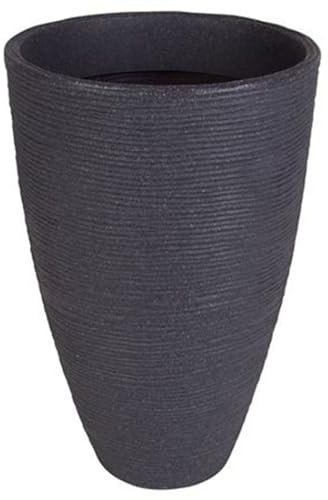 BURI Rillentopf rund 28x44cm hoch aus Kunststoff anthrazit Pflanzkübel für den Außenbereich grau Blumentopf gross draussen Terrasse Balkon Garten Pflanztopf Übertopf wetterfest Pflanzentopf Pflanzvase