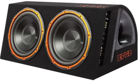 EDGE Subwoofer Enclosure 12 in 1800 W Max Twin Active Car Audio Bass Box EDB12TA_8050