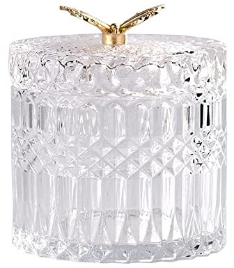 Farfalla Barattolo Cristallo per Biscotti e Caramelle, Vaso di Stoccaggio Vetro Trasparente 8,5x8,5 cm