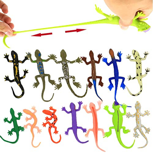 8 Stücke Gummiset,Spielzeuge in Form von Eidechsen,Spielzeugfiguren ,Badespielzeuge,Gecko,Chameleon,Komodowaran,lebensmittelgeeignetes Material TPR,super dehnbar,mit einem geschenkten Lernkasten,