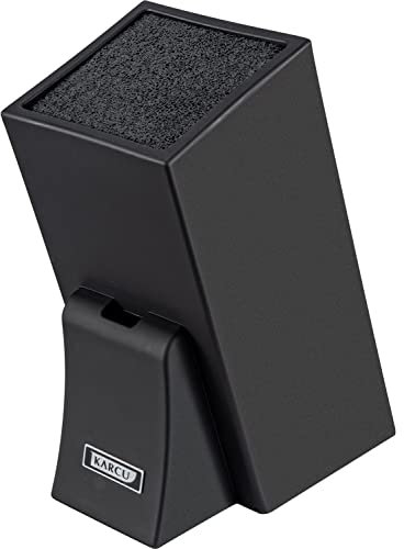 Karcu Schwarz Messerblock ohne Messer Unbestückt Universal Messerblock Stabil mit Borsteneinsatz Stark Halt für Messer