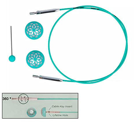 KnitPro Swivel 360° Inter. Cable for 60cm Needle - 3pcs, Blue