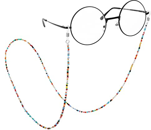 WLLHYF Colorful Bead Glasses Chain Mask Lanyard Eye Glasses String Holder Eyeglass Chains for Women Strap Sunglass Holder Necklace Chains(colorful