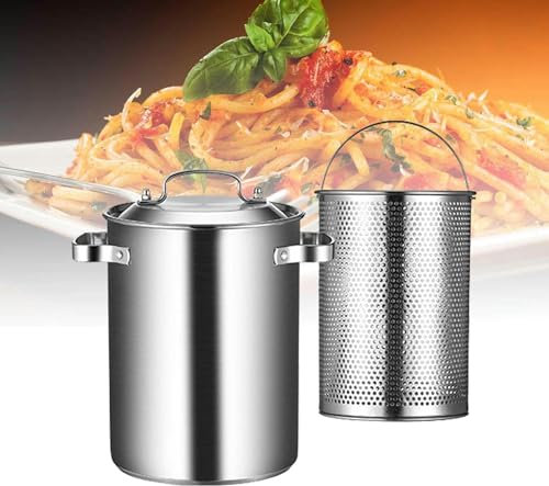 Pasta Cooker Pot, 304 Stainless Steel Asparagus Steamer Cooker with Removable Basket, Home Kitchen Commercial Cooking Tool