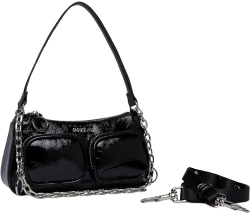 Replay Damen Handtasche Glänzend, Schwarz (Shiny Black 0100), Onesize