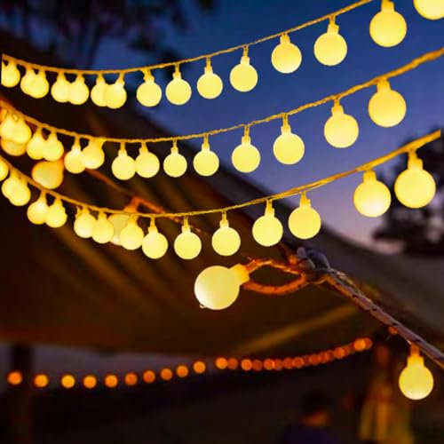 LED Lichterkette Außen Batterie, 5M 50 LED Led Kugel Lichterkette Wasserdicht, Weihnachtsbeleuchtung für Hochzeit, Weihnachten, Balkon Deko, Innen & Außen