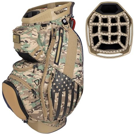 Sun Mountain Men's C130 Lightweight Cart Golf Bag 14-Way Top - 11 Pockets, Smart Dual Strap System, Push-Electric-Riding Cart Compatible Compression Base, 2025 Model - Sand Camo