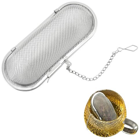 Passoire à épices, passoire à épices pour la cuisson, infuseur à thé en acier inoxydable avec chaîne, sachet à épices pour la cuisson, grand sachet à épices pour le thé en vrac