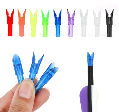 SHARROW 50pcs Archery Nocks Rapid Shooting Arrow Nocks Plastic Replacement Insert Arrow Tails Nock for ID 6.2mm Arrow Shafts (Transparent Blue)