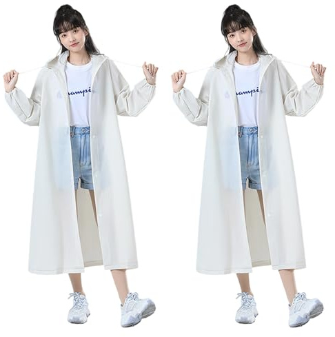 Poncho de Pluie Réutilisable, 2 Pièces Imperméable en EVA, Poncho Unisexe Léger et Durable, Idéal pour Les Festivals, Camping, Randonnées et Activités de Plein Air, Taille Unique,Poncho De Pluie