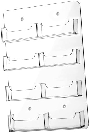 perfk Présentoir à autocollants en acrylique pour cartes de visite, gain de place pour la maison et le bureau, support mural transparent pour autocollants, 8 Poches