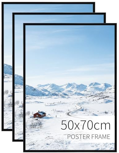 RLAVBL 3 Pack Black 50x70cm Picture Frames Horizontal & Vertical Wall Mounting for Posters, Artwork, Large Poster Frame