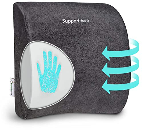 Supportiback Stützkissen für die Lendenwirbelsäule — Memory-Schaumstoff Lordosekissen für Zuhause, Büro, Auto, Reisen — Ergonomisches Lendenkissen, Grau