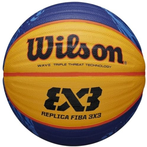 Wilson FIBA 3X3 REPLICA BALL 2020 WT Basketball, Size: 6, Rubber, For indoor and outdoor use, Yellow/Blue, WTB1033XB2020