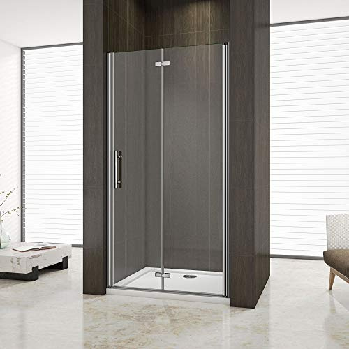 195 cm Porta Doccia Per Nicchia Battente e Pieghevole a Libro In Vetro Temperato Trasparente Anticalcare Da 6 mm larga 110cm