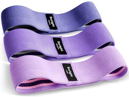 Bande Elastique Musculation en Tissu, Bande Elastique Fitness 3 Niveaux de Force, Elastique Sport pour Le Yoga/Pilates/Fitness/Squats/Pont fessiers (Lavande, Violet, Violet foncé)