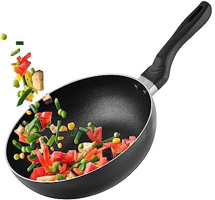 Kitchen King Wok, antihaftbeschichtet, Induktions-Wok, Aluminium, klassisch, antihaftbeschichtet, mit Induktion, ofenfest, Bratpfanne, Wok mit sicherem Bakelit-Griff, Premium-Kochgeschirr (28 cm)