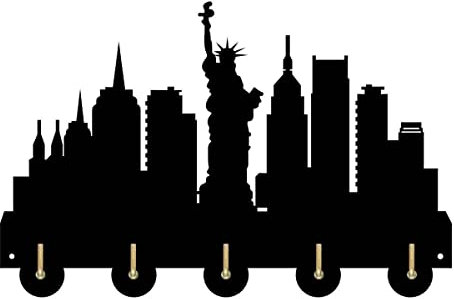 YHFR New York City Attractions Ménage Décor Crochets muraux en bois Cintre Mural Manteau Porte-clés Sacs Vêtements Clés polyvalentes Sacs à main Crochet Cadeau pour Designer