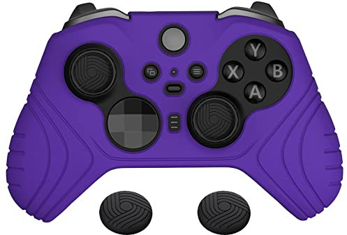 PlayVital Samurai Edition Anti Slip Silicone Case Cover for Xbox Elite Wireless Controller Series 2, Ergonomic Soft Rubber Skin Protector for Xbox Elite Series 2 with Thumb Grip Caps - Purple