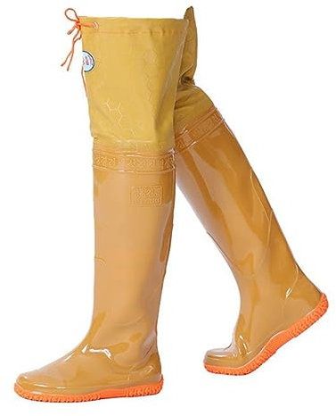 Bottes de pêche Bottes de pataugeoire en PVC jaune-60cm, randonnée et pêche for Adultes, Exploration en Plein air, Plantation de Riz, Cuissardes de Hanche (Color : Yellow, Size : 36 EU)