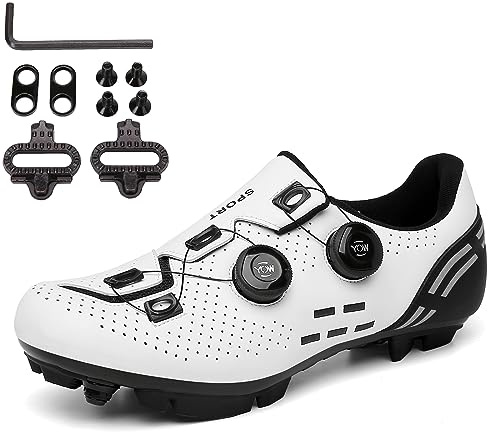 PENXZT Chaussures de Cyclisme pour Hommes Femmes Chaussures de Cyclisme VTT Compatible avec Les pédales Shimano SPD à 2 boulons avec des Crampons