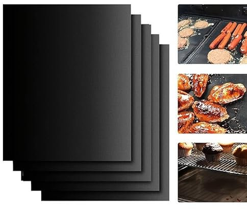 BBQ Grillmatte 4er Set Antihaft Grillmatten Teflon BBQ Grill 40x33cm Grillplatte Backpapier PFOA-Frei | GRILL