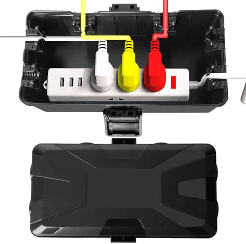 Bindokun Boite Etanche Electrique Exterieur, IP54 Extérieur Boitier de Câbles Etanche (25.5 x 12.5 x 9.5 cm), Boîte de Distribution Extérieure Etanche pour Protéger les Rallonges, Les Multiprises