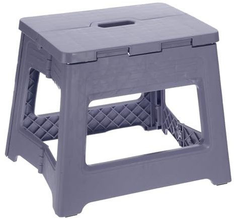 QUARKZMAN Taburete Plegable de 9 para Adultos con Capacidad de 132 Libras, Taburete Antideslizante con Asa, Escalón Plegable, Color Morado, Pequeño Escalón para Baño, Dormitorio, Cocina