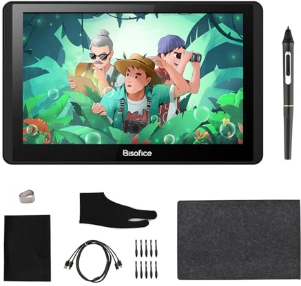 Walmeck Tablette pour Ordinateur Graphique, 12HD-A 11,6 Pouces de Dessin IPS Moniteur Tablette 1366x768 Affichage 8192 Niveau de Pression, Consommation à Faible teneur en USB MACOS