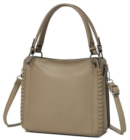 Miss Lulu Borsa Donna Tracolla Elegante Media, Borse Mano Spalla Morbida PU Pelle Impermeabile, Borsetta Grande Con 3 Tasche, Tote Bag per Lavoro Scuola Università e Viaggio