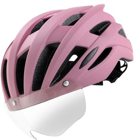 Aizgog Casco da bicicletta | Copricapo traspirante con occhiali protettivi che cambiano colore | Casco da mountain bike – Per uomini, donne e adulti per sport all'aria aperta, ciclismo, guida e corsa