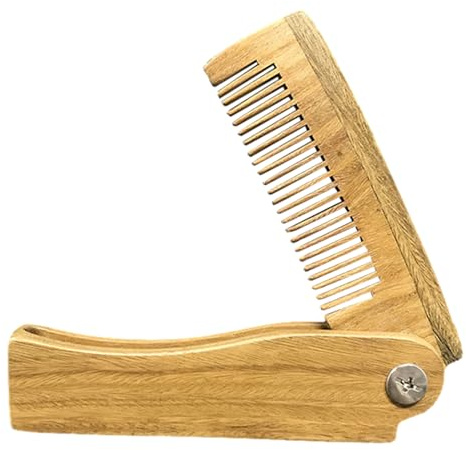 Pettine da barba in legno, antistatico, baffi pieghevoli con design tascabile, igienico, 10 cm, strumento per lo styling dei capelli, spazzola per la pulizia dei capelli in legno di sandalo naturale