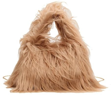 DJSKLDF Fluffig tygväska vinter axelväska för kvinnor luddiga handväskor plysch crossbody fluffig tygväska lurvigt handtag mobiltelefon för daglig semester