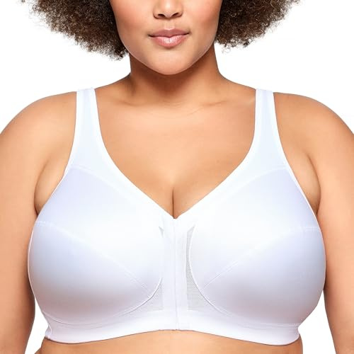 Glamorise Magic Lift Front Close Posture Support Bra, Sujetador para Mujer, Blanco 110H