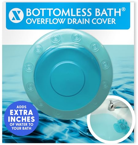 SlipX Solutions Bottomless Bath, Essential Overflow Drain Cover for Bathtub, Best Bath Accessories for Women, Adds Inches of Water to Your Tub for Deeper Soak, 4 Diameter, Aqua