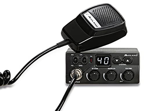 Midland C1169.01 M Zero Plus Cb Radio Ricetrasmittente Veicolare 40 Canali Am/Fm, Ricetrasmettitore con Microfono 4 Pin, 2 Bande, Controllo Squelch e Rf Gain, Grigio