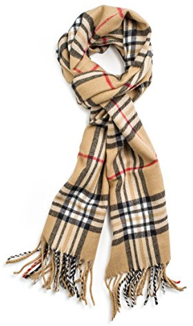 VERONZ Super Soft Luxurious Classic Cashmere Feel Winter Scarf (Camel Plaid)