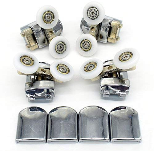 Lot de 4 roulettes doubles - Pour porte de douche - 25 mm de diamètre (Double-2top +2bottom-25mm)