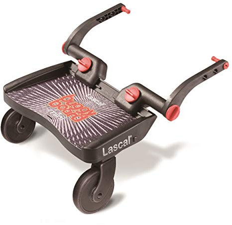 Lascal BuggyBoard Mini, Kinderbuggy Trittbrett mit Stehfläche, Kinderwagen Zubehör für Kinder von 2-6 Jahren (22 kg), kompatibel mit fast jedem Buggy und Kinderwagen, schwarz