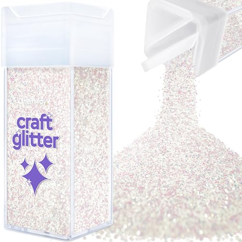 Hemway Craft Glitter Shaker Mother of Pearl Iridescent 130g Fine | for Resin & Epoxy Crafts, Christmas Art Supplies, Nail, Body, Face, Eye, Festival, Crafting, Slime, Sparkle