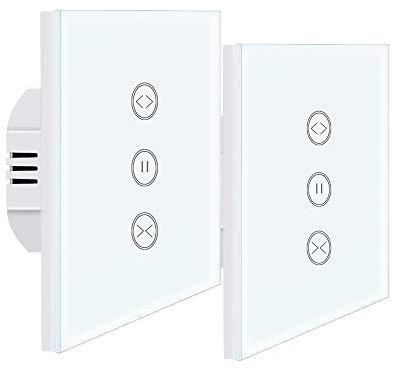 UseeLink Rollladenschalter, WiFi-Vorhang-Touch-Schalter, Jalousieschalter,Zeitschaltuhr,Alexa- und Google Home,APP-steuerbar,Rollos,Markisensteuerung, neutrales Kabel erforderlich(2 Pakete)