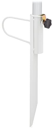 Relaxdays Rasendorn für Sonnenschirm, Stangendicke bis 32 mm, für Garten, Camping, Strand, Schirmständer, Stahl, weiß