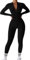 MAYROUND Damen Sport Jumpsuit Lang Eng Yoga Overall Langarm Sport Jumpsuit mit Reißverschluss Ski-Thermalsets Bodycon Strampler Sportanzug Jogginganzug Slim Fit Yoga Fitness