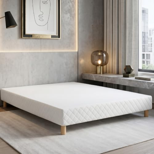 SAMPUR - Sommier tapissier Confort | Lattes Larges pour Un Soutien Optimal | Contour Tissu et Structure en Bois (180x200 cm)