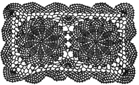 sourcing map 17x11 Inch Handmade Crochet Doilies, Polyester Cotton Table Placemats Rectangular Table Crochet Placemats for Dining Table Kitchen Parties, Black
