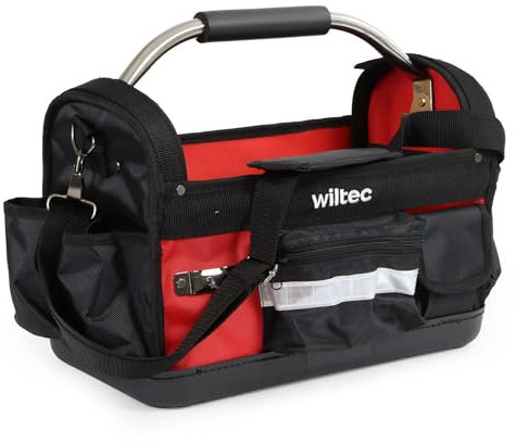 Wiltec faltbare Werkzeugtasche 40 x 20 x 28 cm bis 30 kg, Werkzeug Tasche 29 Fächer, Arbeitstasche mit Schultergurt, Transporttasche wasserresistent