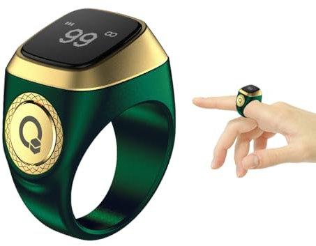 Abiyou Anello Tasbih Intelligente, Anelli Intelligenti Contatore, Smart Rings Contatore, Contatore di Preghiera Anello, Contatore Dito Ricaricabile Anello, Tasbih Clicker Ricaricabile (Verde, 18MM)