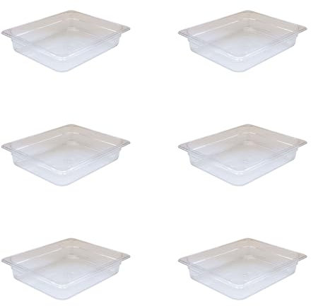 AcMax Gastronorm - Lote de 6 recipientes de policarbonato GN 1/2 para gastronorm, 4 litros, profundidad de 65 mm