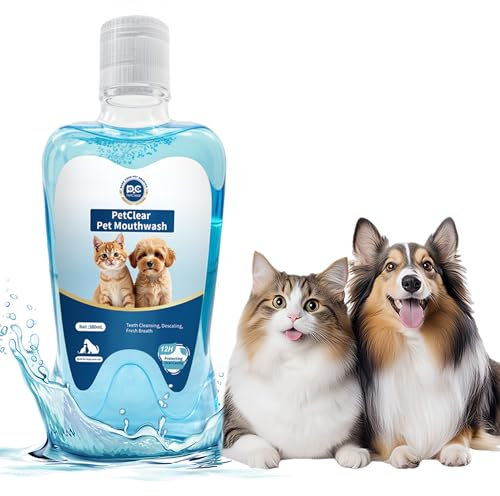 PCpetclear Dental Formula Water Additive For Dogs & Cats 380ml Dog Mouthwash, No Brushing Needed, Simply Add to Drinking Water to Reduce Dental Plaque and Freshen Bad Breath