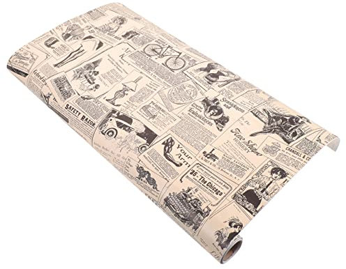 WHAMVOX 1rollo Pegatina De Pared Autoadhesiva Vintage De Periódico Decoración De Pared Para Cocina Baño y Dormitorio Fácil De Instalar y Removible Diseño Retro Para Estilos Elegantes